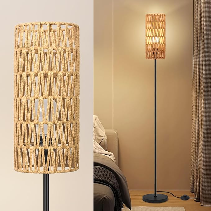 Ruiever Floor Lamp for Living Room, Farmhouse Rattan Floor lamp, Modern - Image 10