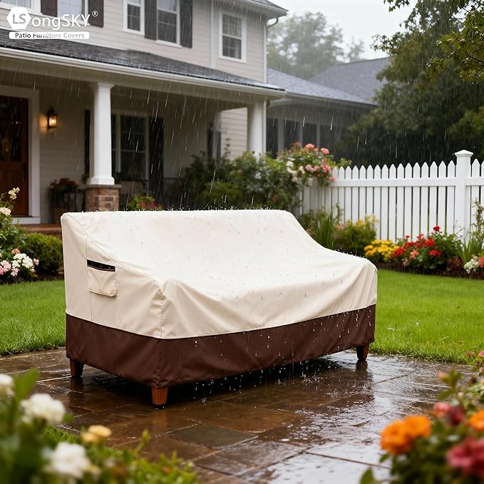Patio 3-Seater Sofa Cover, Outdoor Couch Cover Fits up to 76W x 32.5D x 33H - Image 5