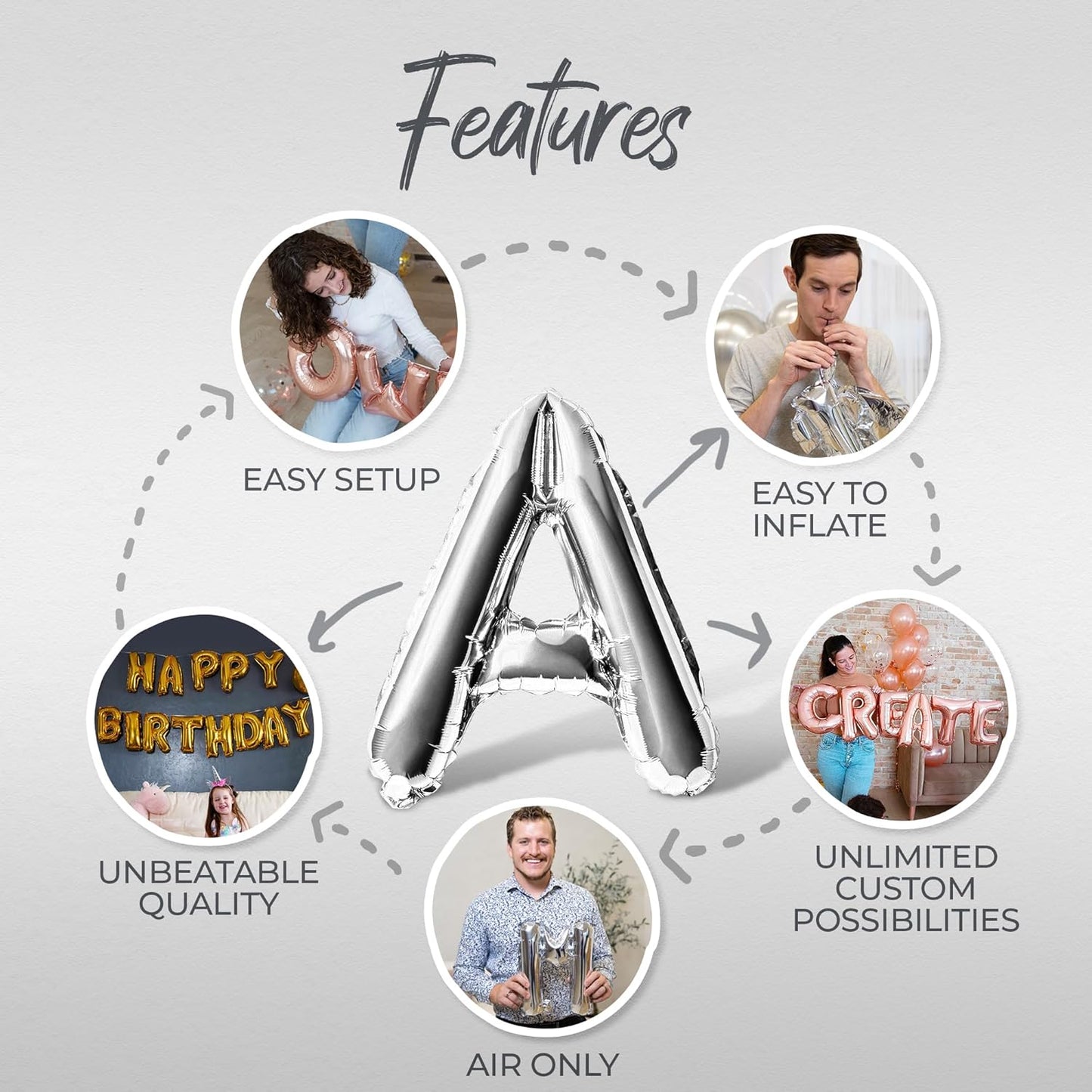 Letter Balloons - LETS GO GIRLS 16" Inch Alphabet Letters Foil Mylar Balloon Bachelorette or Hen Party Banner (Silver)