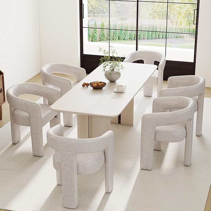 RIVOVA Modern Barrel Dining Chairs Set of 6, PU Leather Upholstered Accent Side by RIVOVA
