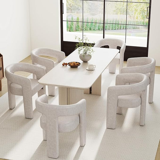 RIVOVA Modern Barrel Dining Chairs Set of 6, PU Leather Upholstered Accent Side by RIVOVA