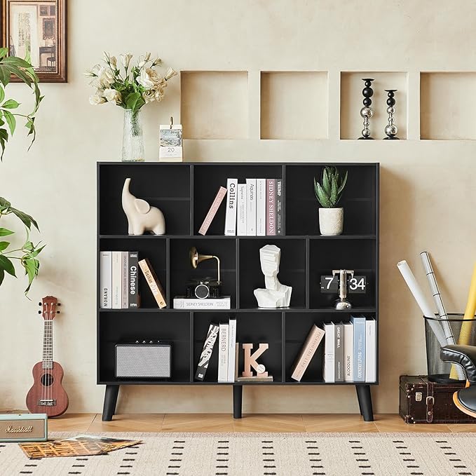 LEYAOYAO 10 Cube Bookshelf, 3 Tier Modern Wide Bookcase - Image 6