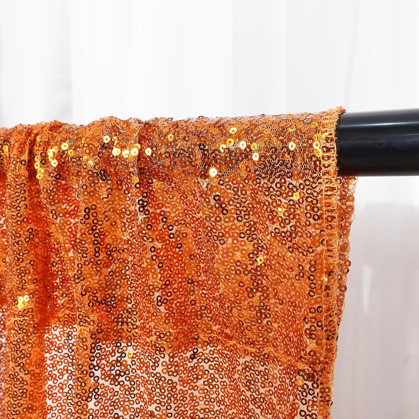 Poise3EHome Orange Sequin Backdrop, 10Ft x 10Ft Glitter Photography Background Curtains for Halloween Party Wedding Birthday Christmas Thanksgiving Decoration