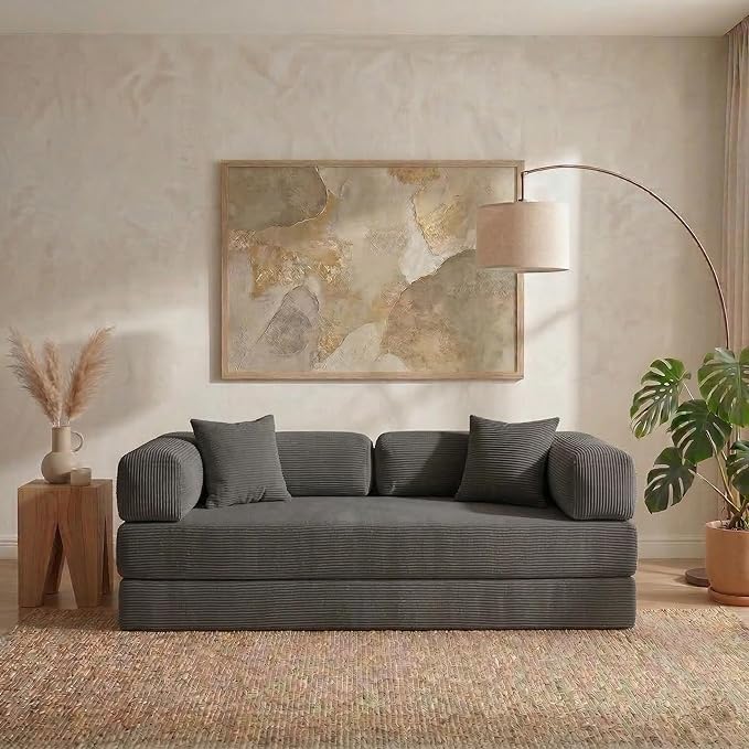 78" 4-in-1 Convertible Sofa Bed, Boneless Corduroy Sleeper Couch - Image 8