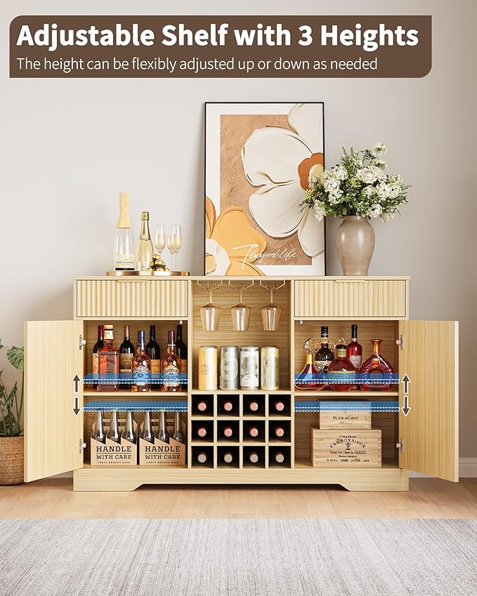 55" Fluted Wine Bar Cabinet - Image 4