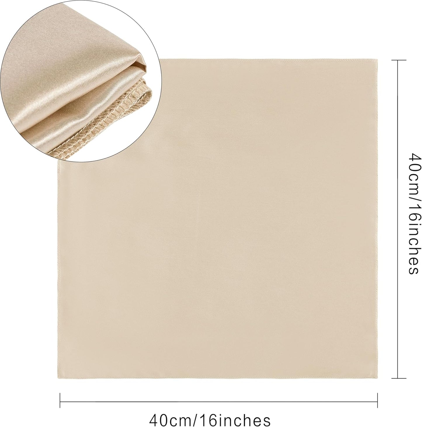 36 Pack Square Satin Dinner Napkins, 16x16 Inches Silky Soft Smooth Table Cloth Napkins for Restaurant Weddings Banquet Party Decoration, Khaki