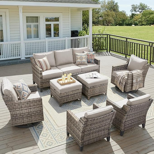 Wicker Patio Furniture Set-7 PieceAll Weather Outdoor Conversation Sets by AMCLOBA