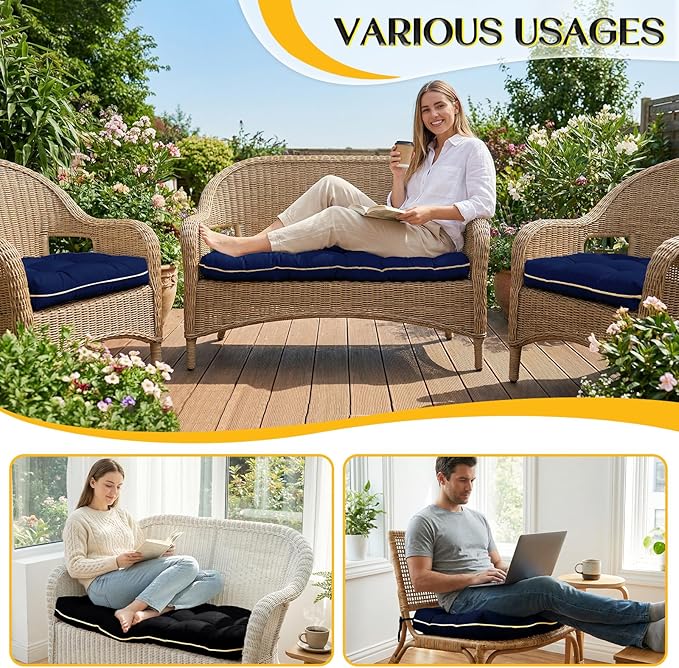 1 MIDDLE ONE Wicker Chair Cushions 3 Pieces Set - Image 7