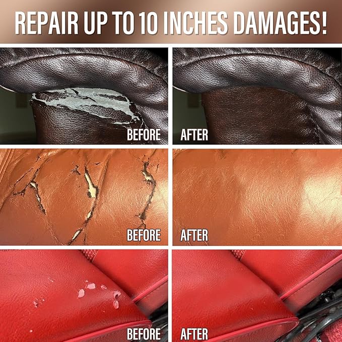 Leather Repair Kit for Furniture, Car Seats and Purse. Vinyl Repair Kit. Super - Image 3