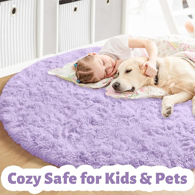 Amdrebio Light Purple Round Circle Rug 5Ft - Image 3