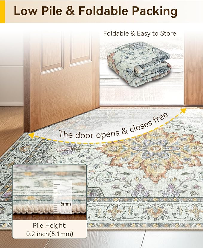 RELEANY Area Rugs 2'x8' Runner Rug Non Slip Washable - Image 5