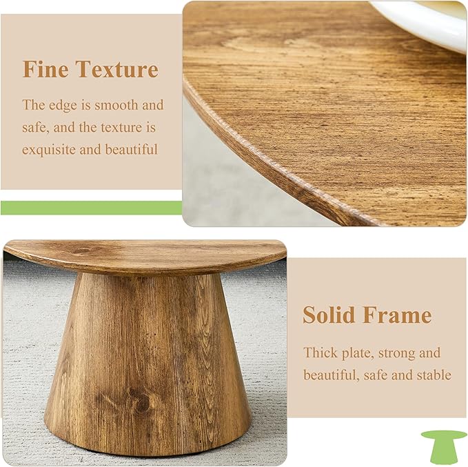 Round Coffee Table 24 in, Modern Wood Grain Living Room Table - Image 5
