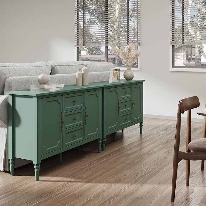 FansaFurn Green Storage Cabinet, Mid-Century Buffet Cabinet - Image 8
