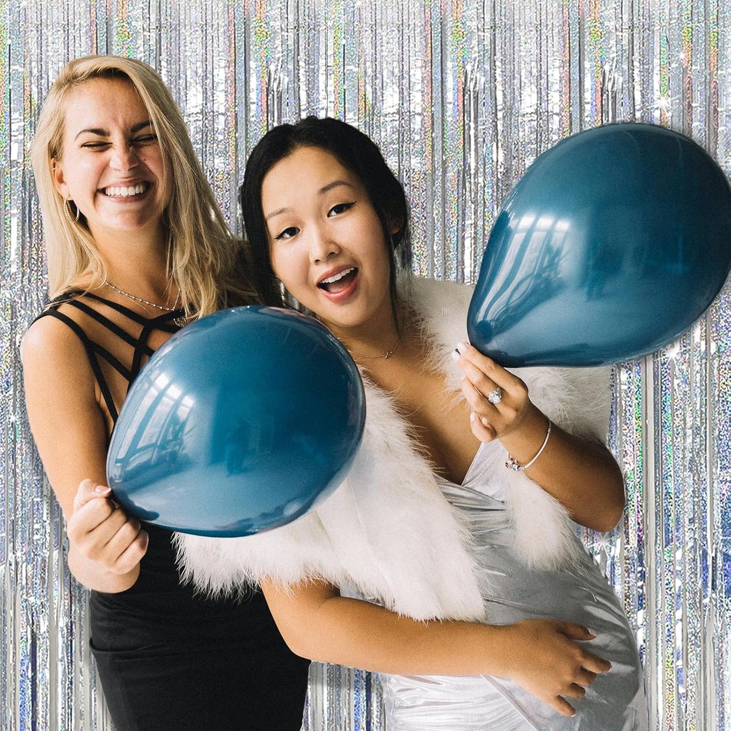 Tinsel Curtain Party Backdrop Silver Birthday Decorations 5 Packs Glitter Foil Fringe Curtain Party Decor Streamers Photo Booth for Birthday Christmas Wedding Halloween Graduation Decorations