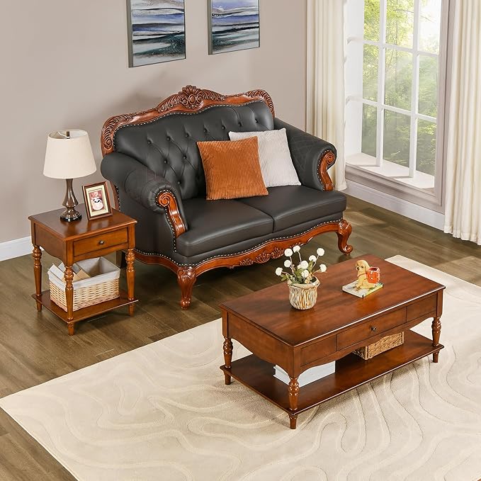 Mid-Century Modern Living Room Coffee Table Set, 3-Piece Solid Wood Living Room - Image 6