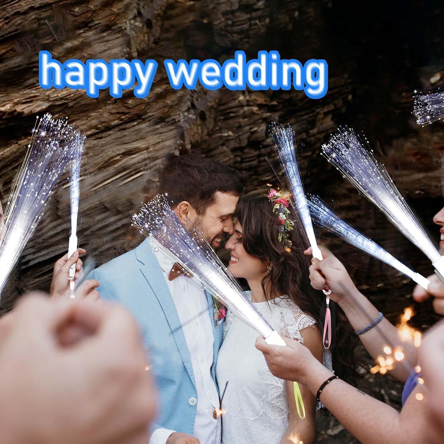 25 Pcs White Fiber Optic Wands,3 Models Wedding Sparklers,Glow Sticks Light up Sticks Led Light Wands Fit Wedding Bridal Shower Birthday Valentine's Day