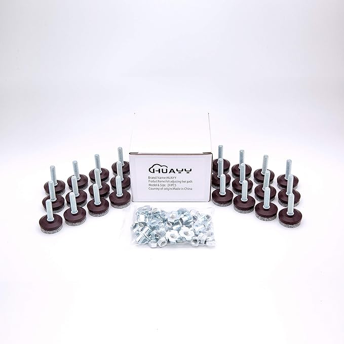 HUAYY 24 Pack Adjustable Furniture Leveling Feet, 1/4-20 Threaded Stem - Image 6