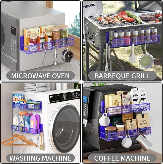 Magnetic Spice Rack for Refrigerator, 2 Pack 100% Metal Strong Magnet Shelf - Image 6