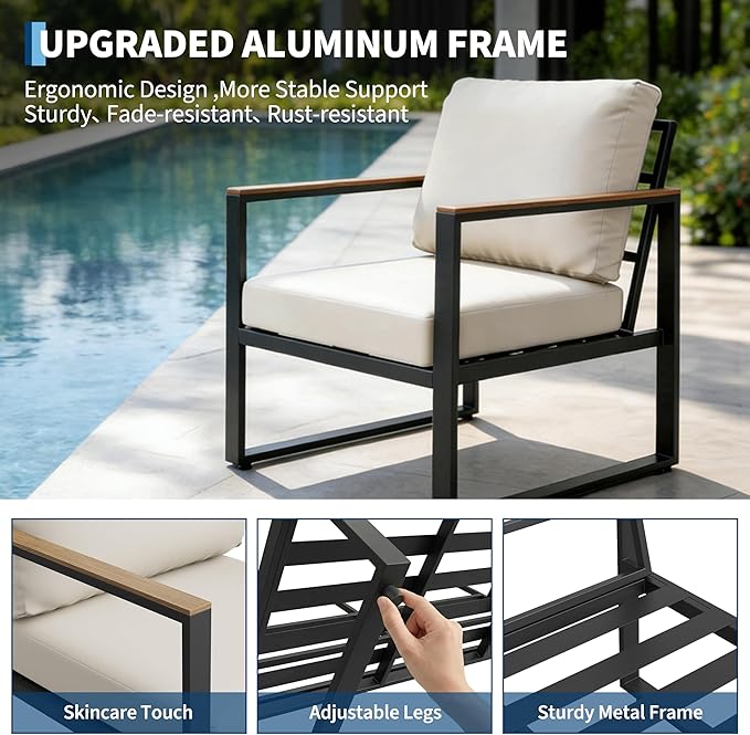 GarveeHome 4-Piece Aluminum Patio Furniture Set - Image 5