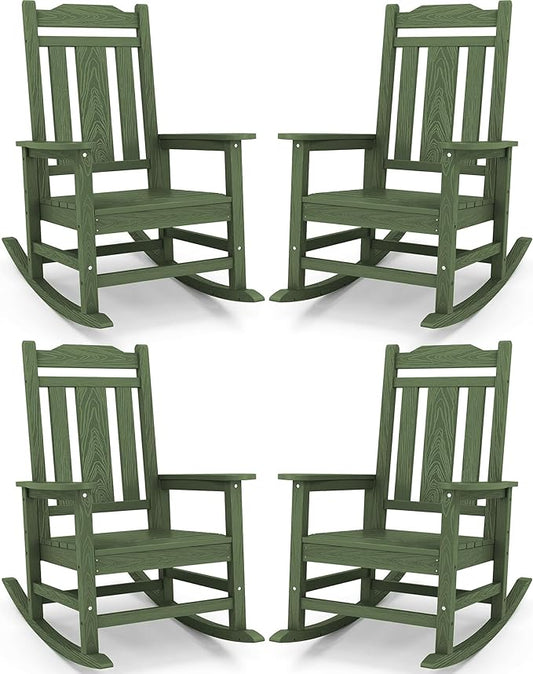 SERWALL Oversized Rocking Chair Set of 4 Outdoor, HDPE Outdoor Rocking Chair by SERWALL