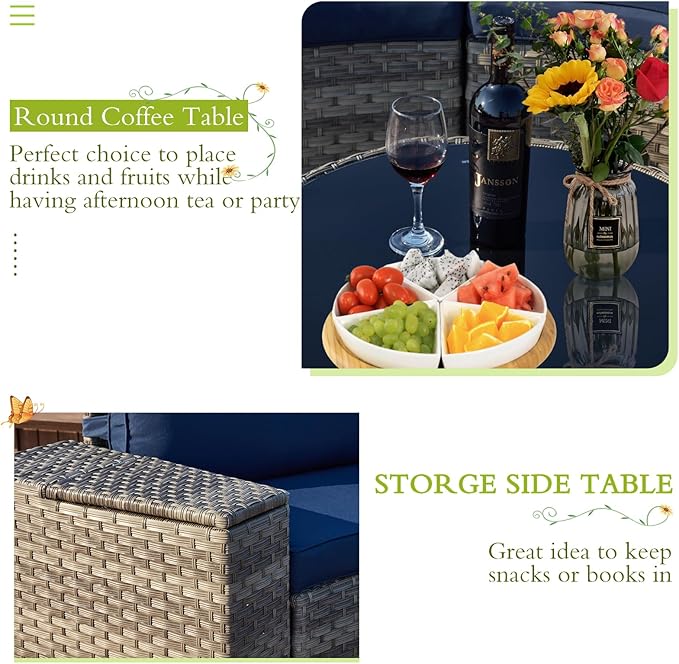 ECOTOUGE 7 Piece Outdoor Half Moon Furniture, Wicker Patio Sectional - Image 7