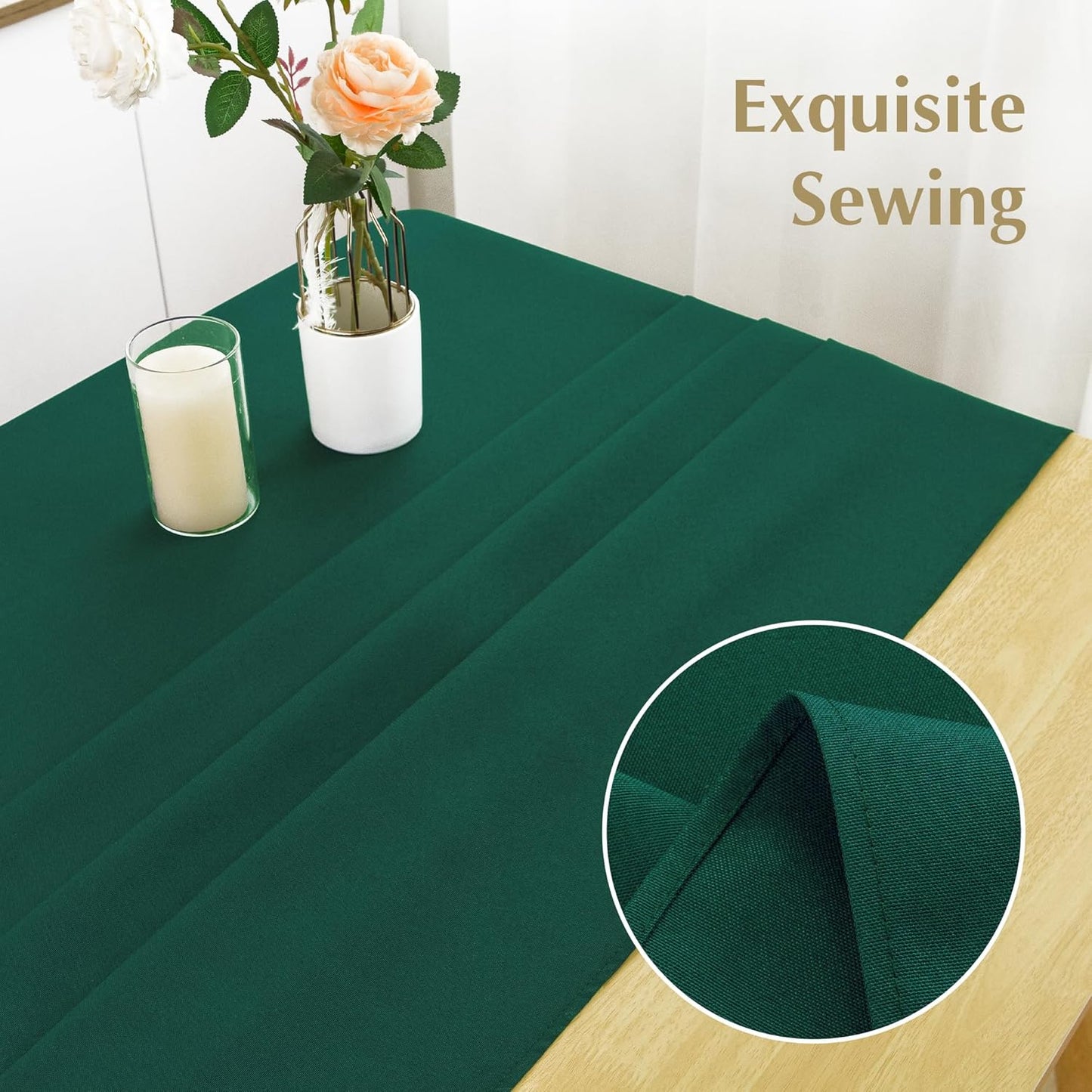 2 Pack Square Table Cloth 48X48 Inch Green Tablecloth Washable Polyester Solid Dining Table Cover for Birthday Party Dinner Holiday Outdoor Indoor