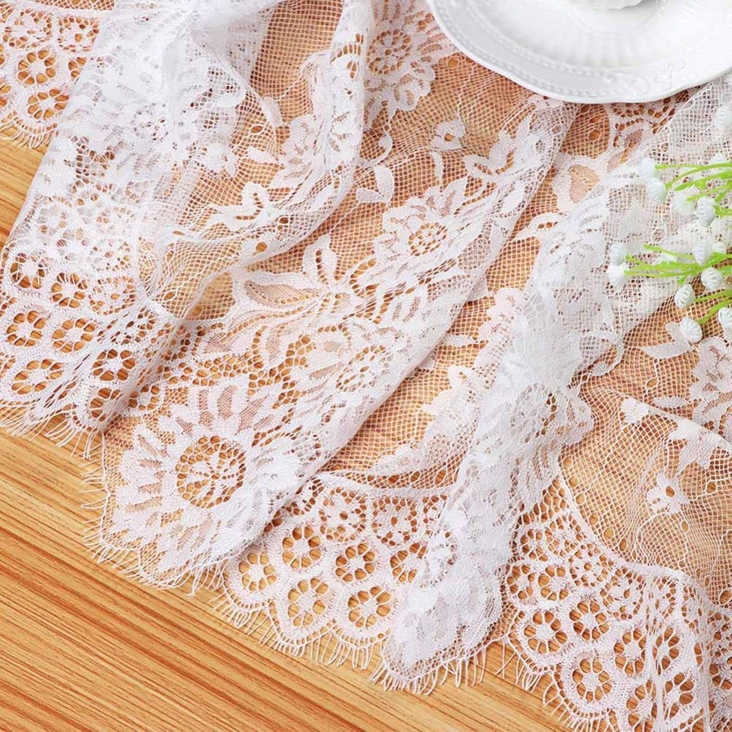 Lace Tablecloth White Wedding Tablecloths 60x120 Inch Vintage Rustic Farmhouse Table Fabric for Romantic Wedding Table Decorations