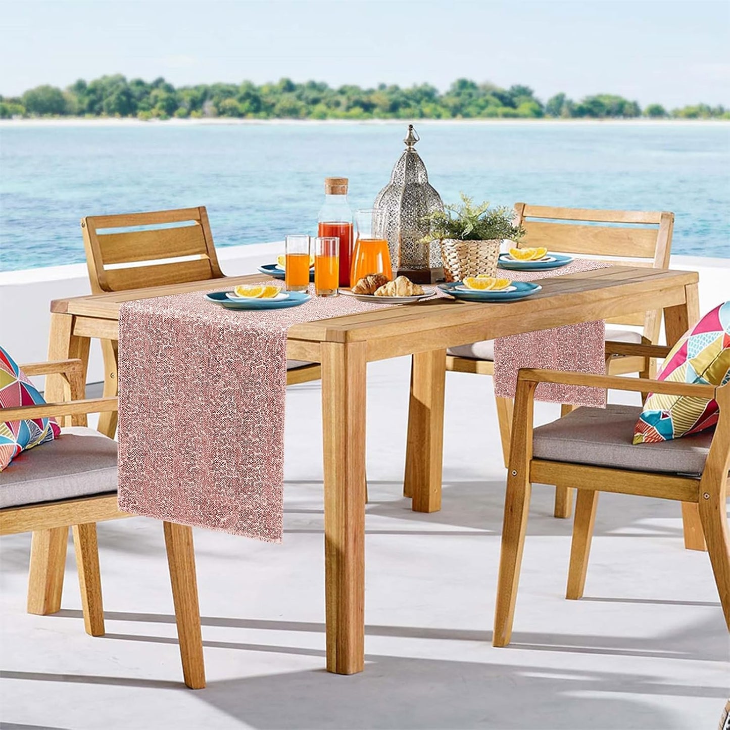 6 Packs 12 x 72 inches Sequin Table Runner, Rose Gold Glitter Table Runner for Birthday Party Supplies Wedding Engagement Baby Shower Holiday Celebration Event Decorations