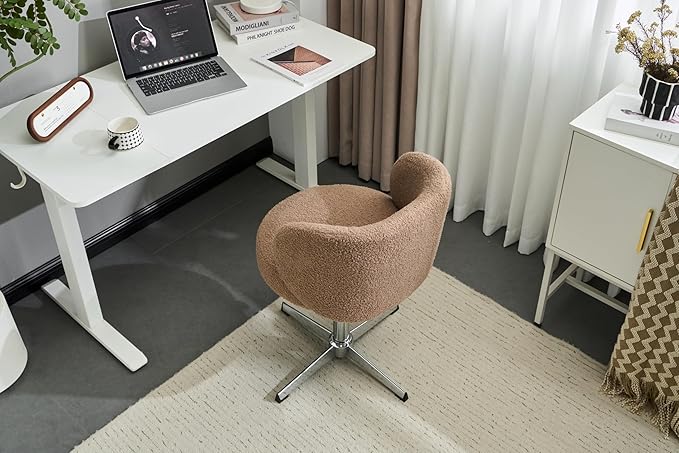 VINGLI Cute Small Swivel Desk Chair Comfy no Wheels, Ergonomic Low-Back Lumbar - Image 5