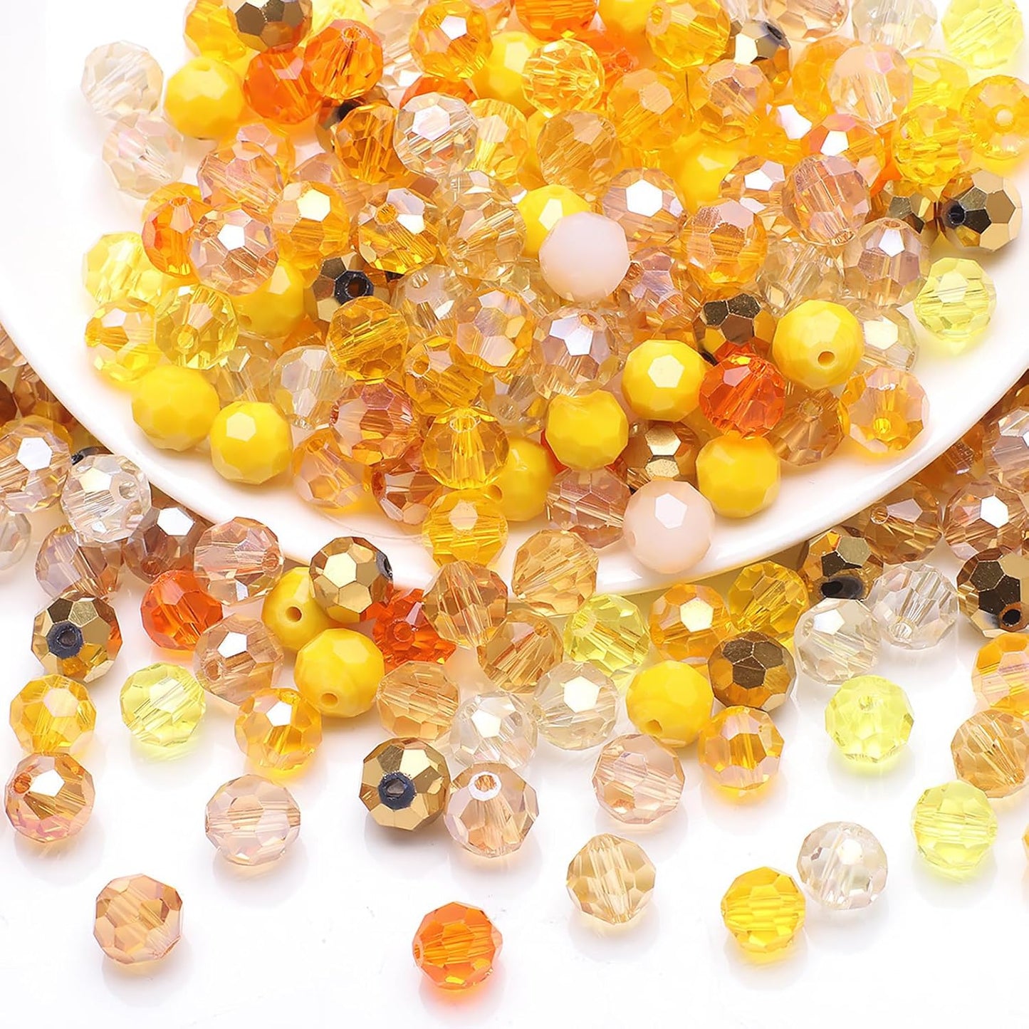 100PCS 8MM Crystal Glass Beads - Yellow Series Rondelle Faceted Crystal Glass Beads for Jewelry Making, Bracelet Making, DIY Crafts, Wind Chimes, Suncatchers