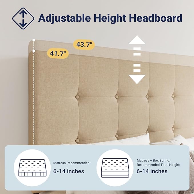 Allewie Upholstered Queen Size Platform Bed Frame - Image 4