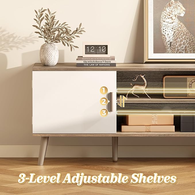 SUPERJARE TV Stand for 55 Inch TV, Entertainment Center - Image 4