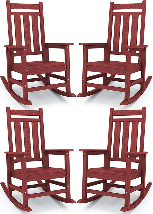 KINGYES Oversized Outdoor Rocking Chair Set of 4, All-Weather Patio Rocking by KINGYES