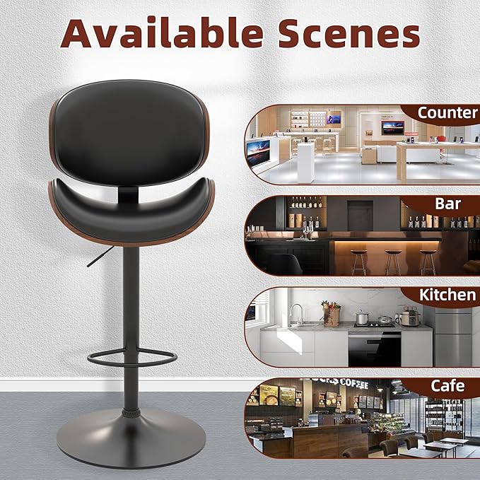 civama Bar Stools Set of 2 for Kitchen Counter, Adjustable Bar Height Chairs - Image 9