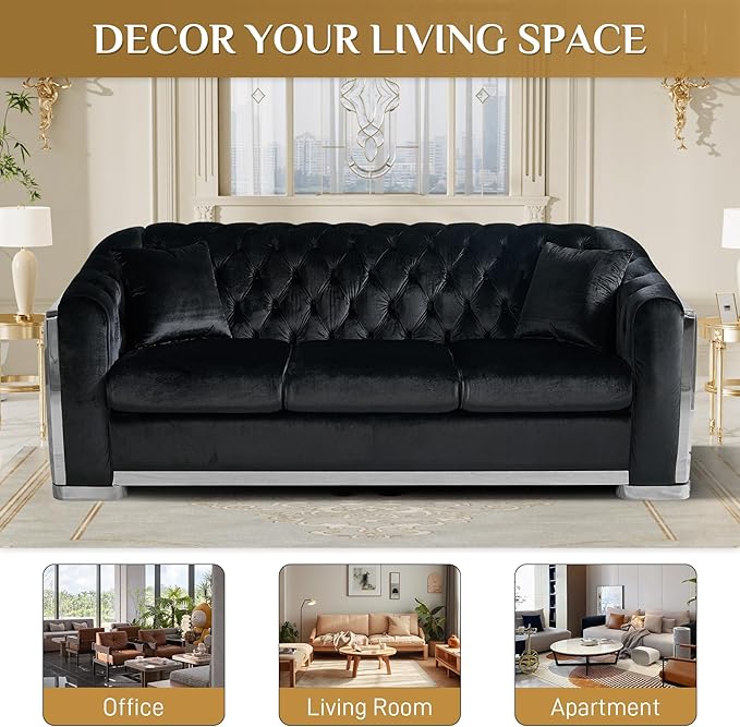 DAMAIFROM Mid Century Modern Chesterfield Sofa Couch, 6 Seater Tufted Sofas - Image 8