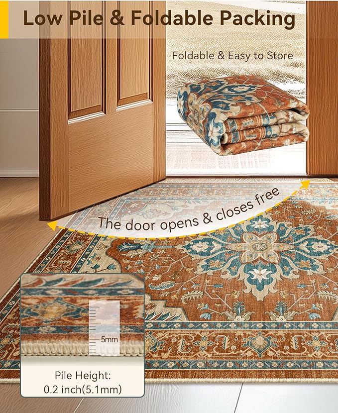 RELEANY Area Rugs 2'x8' Runner Rug Non Slip Washable - Image 3