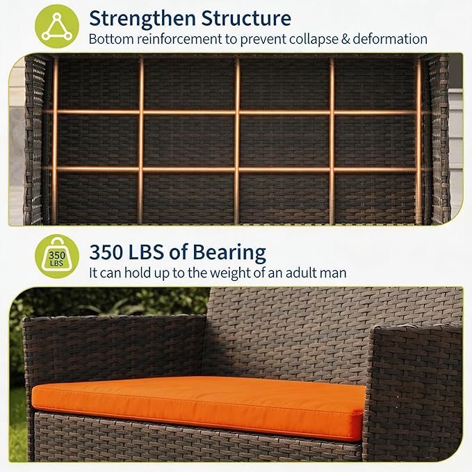 4-Piece Outdoor Furniture Set, PE Rattan Wicker Chairs - Image 5