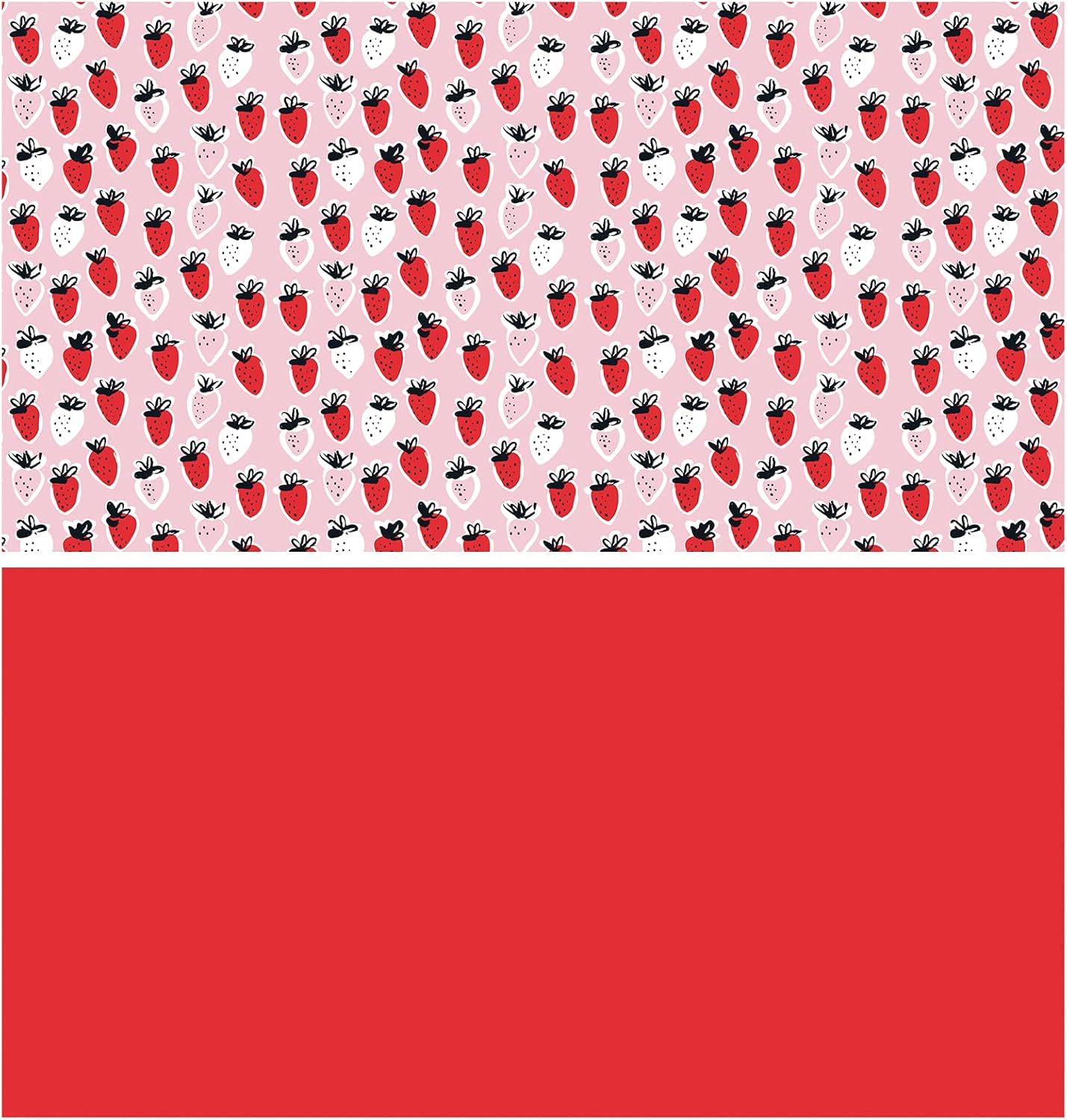WRAPAHOLIC Reversible Strawberry Wrapping Paper - Mini Roll - 17 Inch X 33 Feet - Sweet Strawberry Design, Perfect for Birthday, Holiday, Wedding, Baby Shower