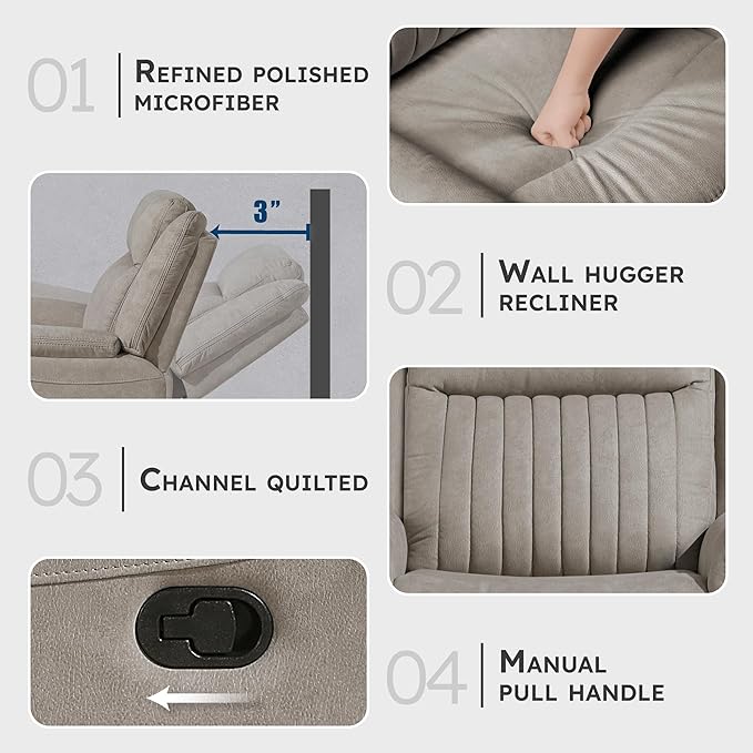 Lexicon Manual Double Reclining Sofa, Polished Microfiber Upholstered 3 Seater - Image 3