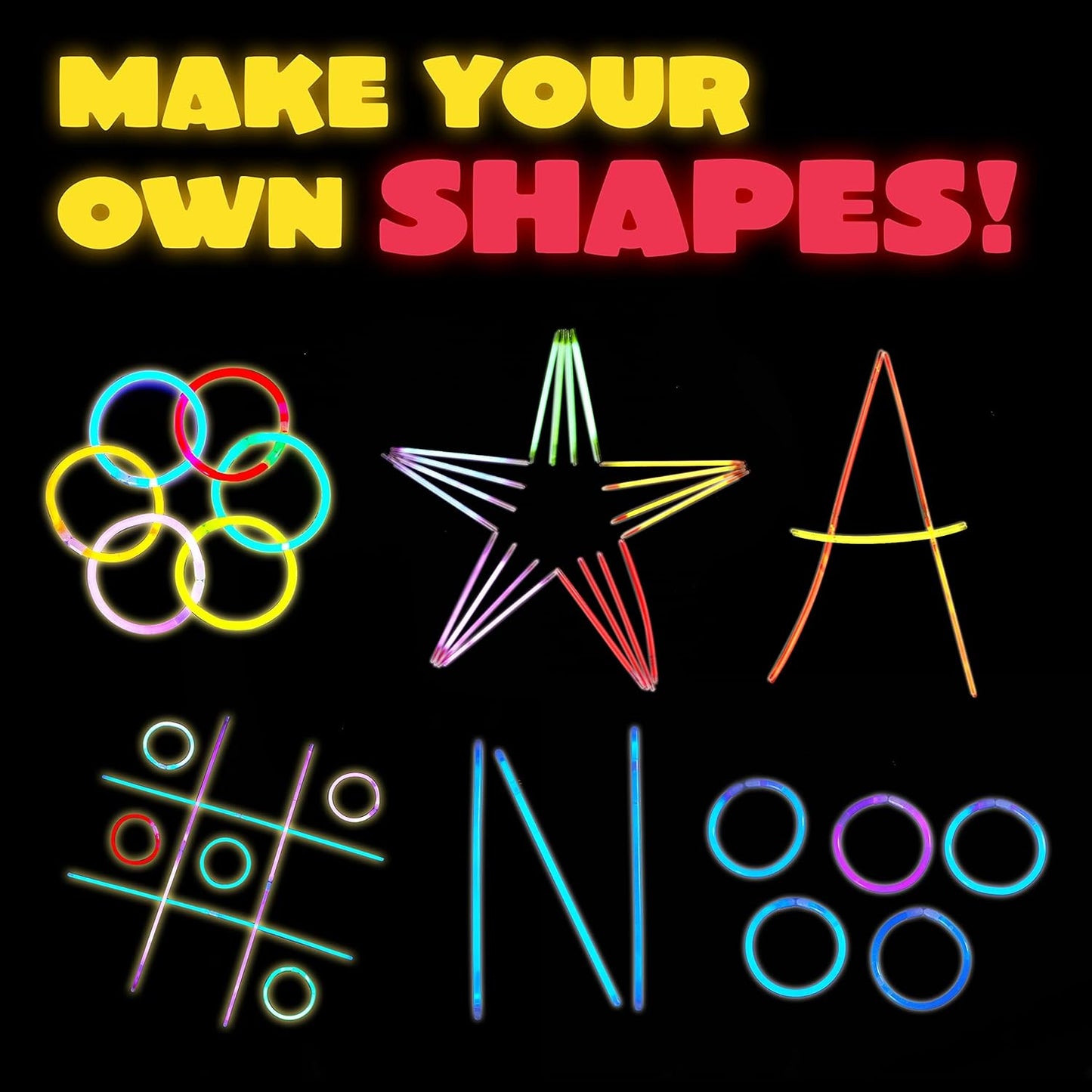 JOYIN 100 Pcs 8" Glowsticks, Halloween Supplies Pack, Bracelets Necklaces, Glow in the Dark Party Favors, Easter, Christmas, Football Party Supplies