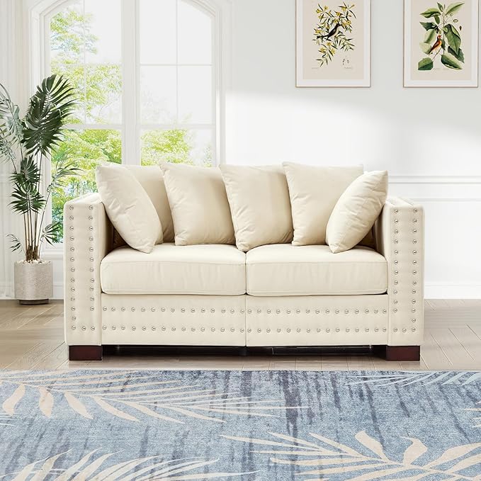 60.5"W Loveseat Sofa, Velvet Mid Century Modern Couch - Image 8