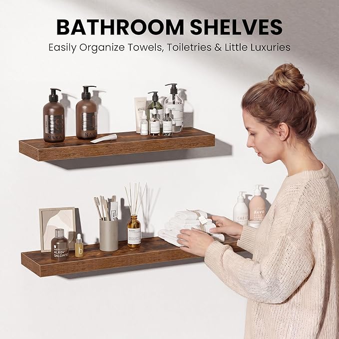 Fun Memories 16 Inch Floating Shelves Wall-Mounted, Engineered Wood Wall Shelves - Image 5
