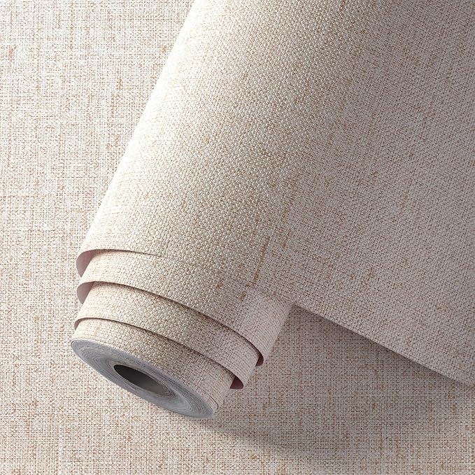 Beige Grasscloth Wallpaper Peel and Stick Textured Self Adhesive Linen Contact - Image 2