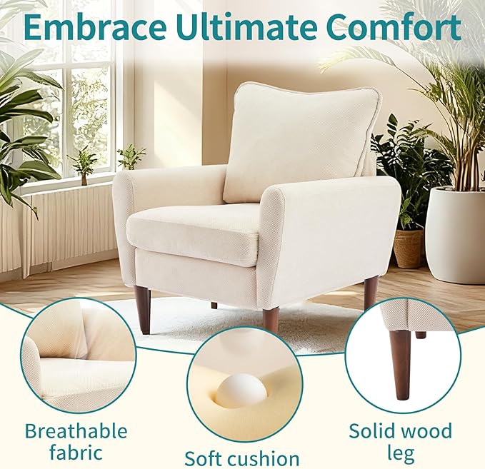 OLIXIS Comfy Accent Chair for Living Room Bedroom and Waiting Room, Upholstered - Image 8