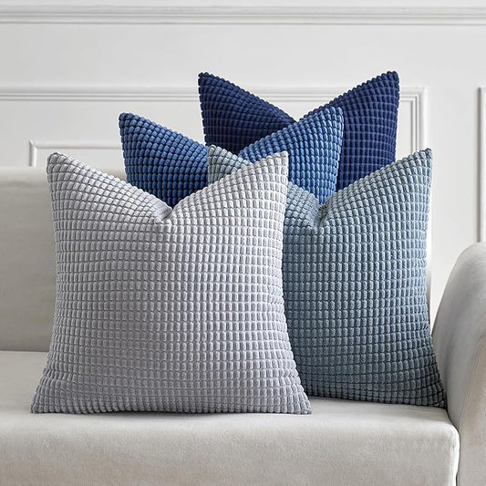 MIULEE Blue Decorative Pillow Covers 20x20 Inch Set of 4 Boho Western Farmhouse by MIULEE