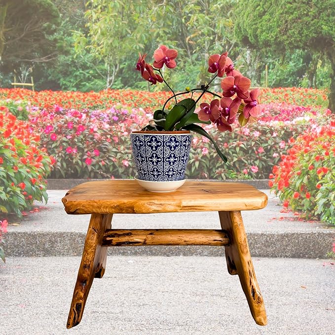 Natural Edge Cedar Wood Tree Stump Indoor/Outdoor Stool, Garden Bench, Night - Image 2