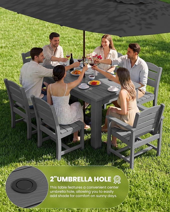 SERWALL Patio Dining Set with 15FT Double Side Umbrella, Outdoor Dining Sets - Image 3