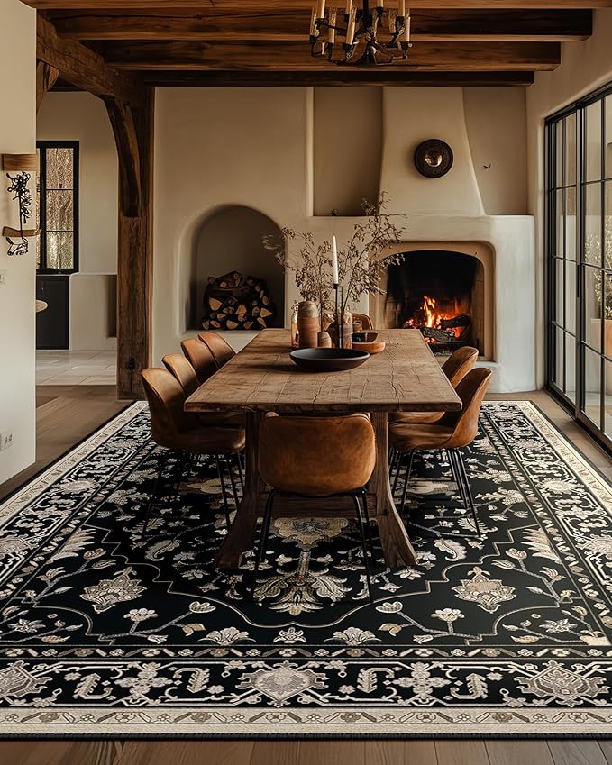 RELEANY Area Rugs 10'x14' Washable Non-Slip, Floral Vintage Distress Print - Image 3