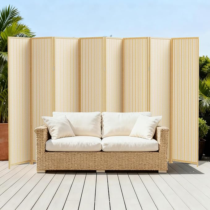 8 Panel Room Divider and Extra Wide Folding Privacy Screen, Bamboo Room Divider - Image 10