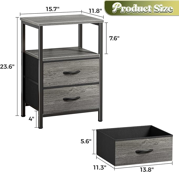 Huuger Night Stand Set of 2, Nightstand - Image 3